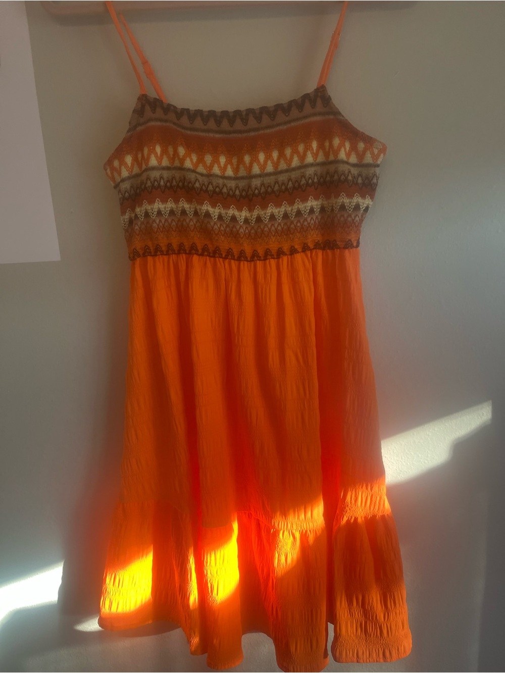 CUPSHE Orange Boho Embroidered Look Tiered Sundress
